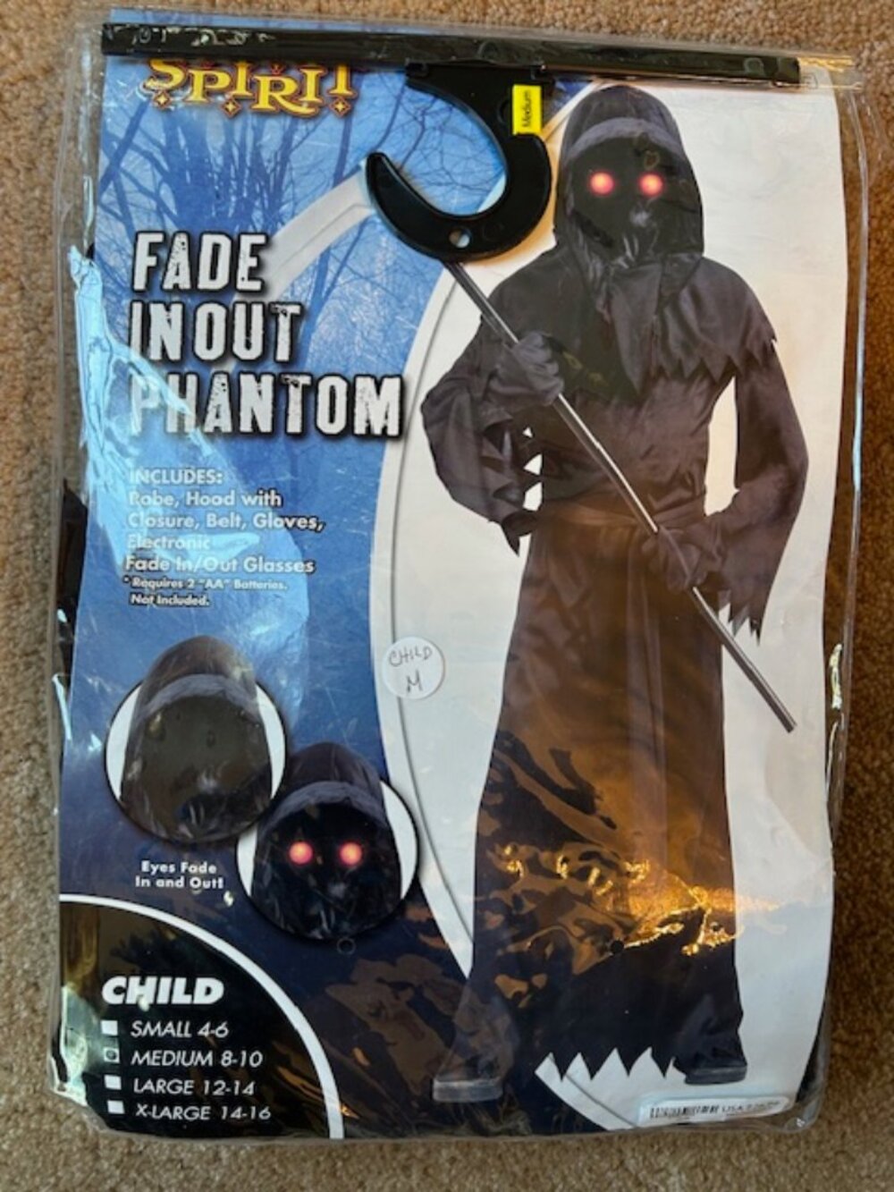 Fade In and Out Phantom, Child Medium, by Spirit, new in pkg